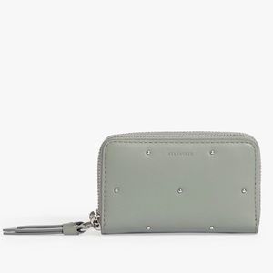 Allsaints Kathi studded cardholder in blue grey